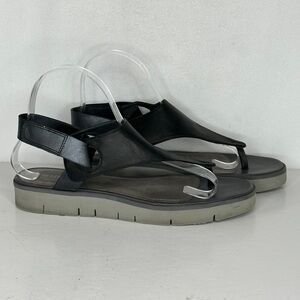 Tsubo Edora Sandals Black Leather Spoer Thong Comfort Slingback Sz 8
